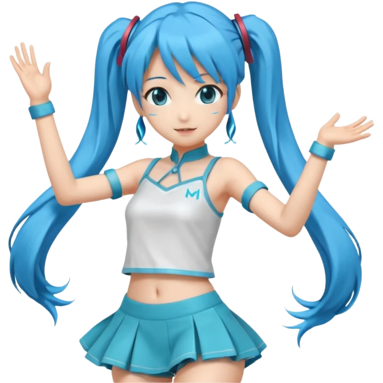 hatsune miku dancing in her classic outfit emoji