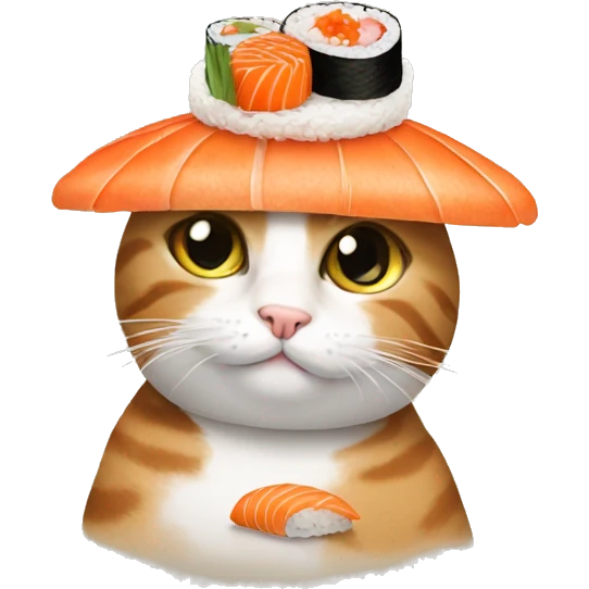cat wearing sushi as a hat emoji