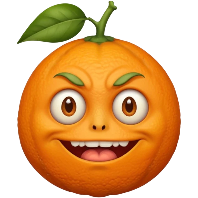 Orange with ugly face emoji