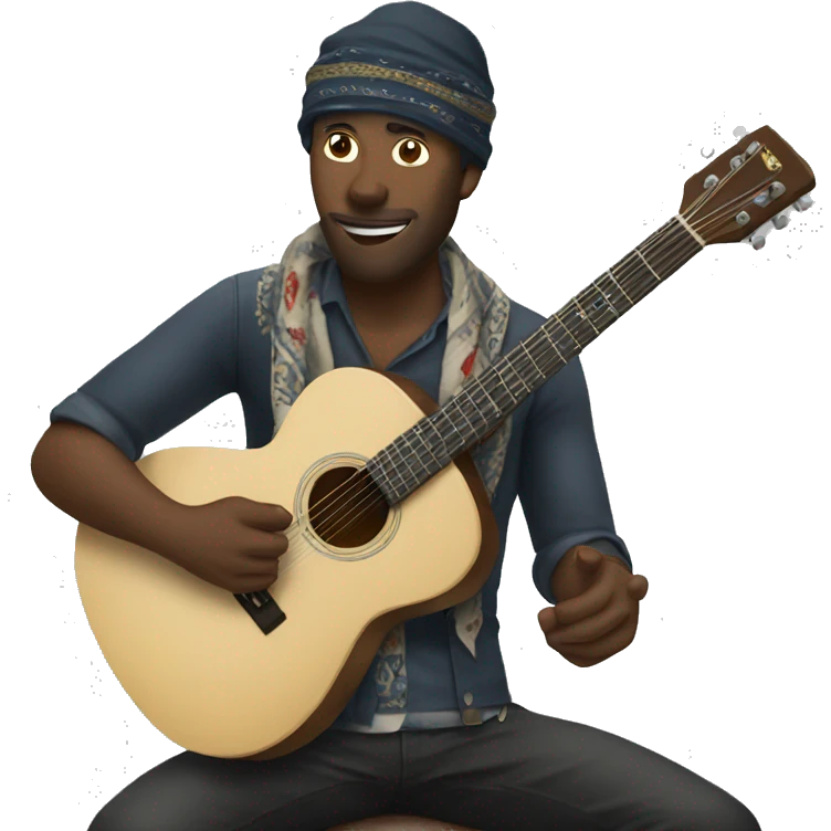 man with bandanna playing guitar emoji