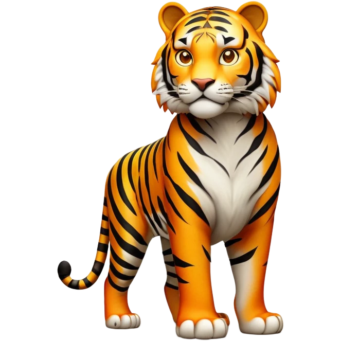 cinematic- noble-tiger-realistic-full-body-standing-emoji,-massive-striped-frame-exuding-power-and-grace,-bold-orange-fur-with-thick-black-stripes,-head-tilted-dramatically,-piercing-yellow-eyes-focused-intensely,-simplified-yet-realistic-focused-features,-highly-detailed,-glowing-with-an-almost-sarcastic-glow expressive eyes emoji