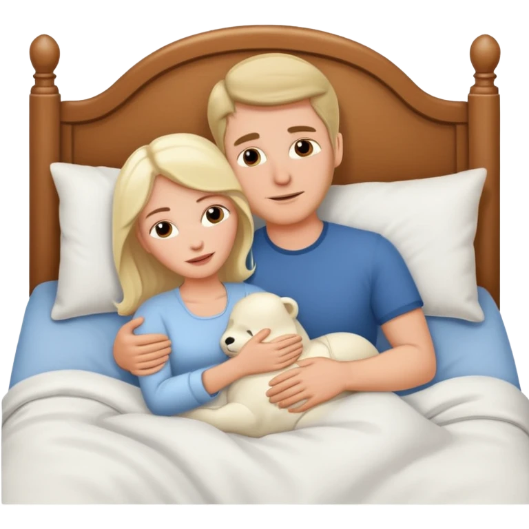 White man and white lady in bed cuddling  emoji