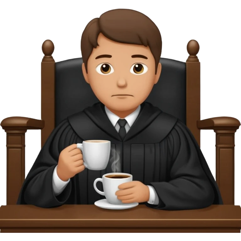 Sleepy judge sipping coffee in court emoji