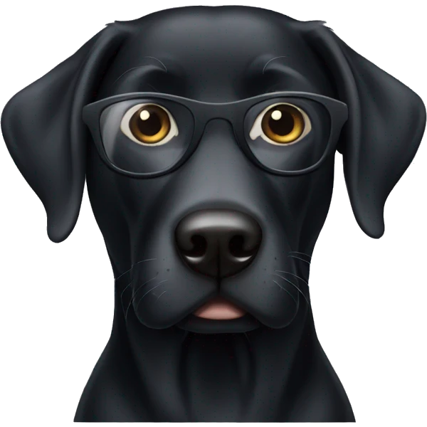 Black lab wearing glasses emoji