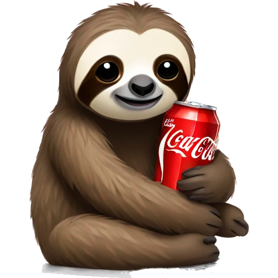 tired sloth with coca cola can and laptop emoji