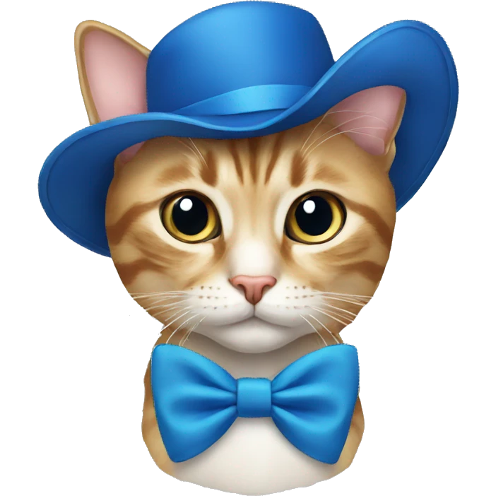 a cat in a blue hat with a bow tie emoji