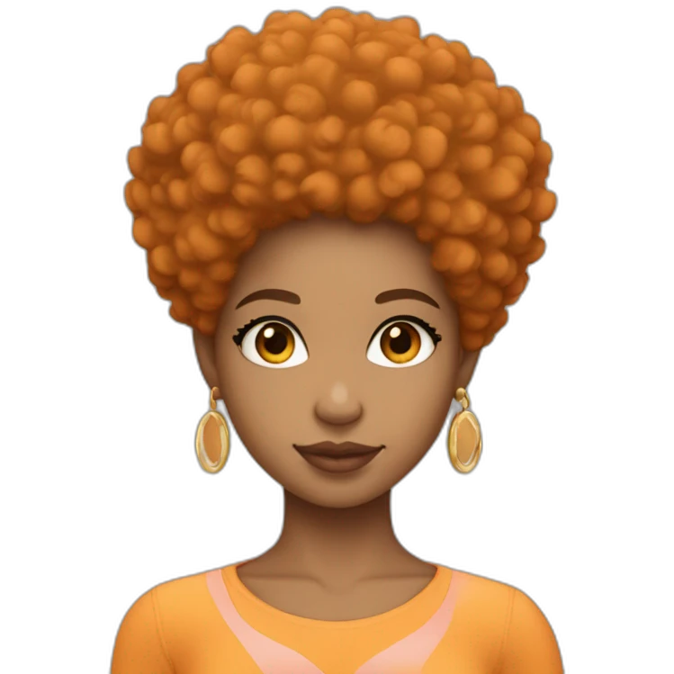 Light skin girl afro orange with heart shaped hands emoji