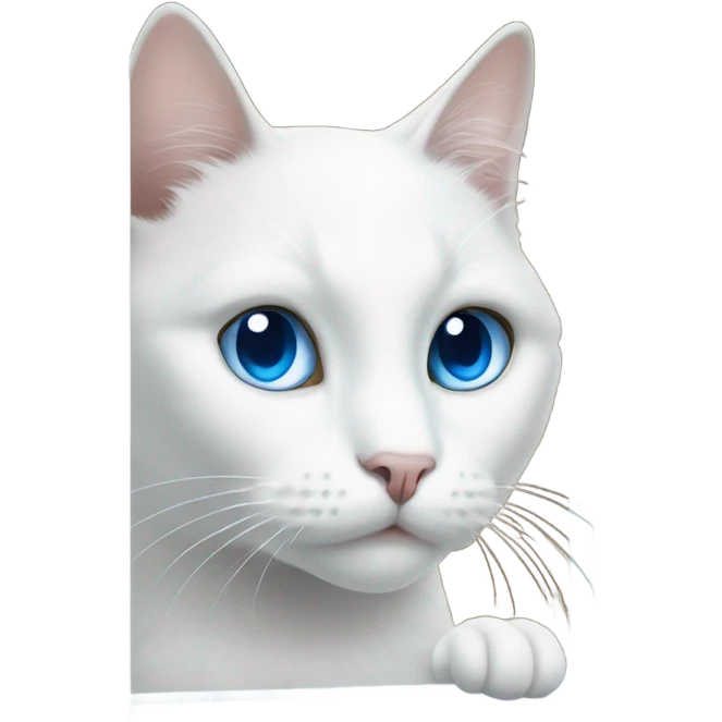 White cat with blue eyes in window emoji