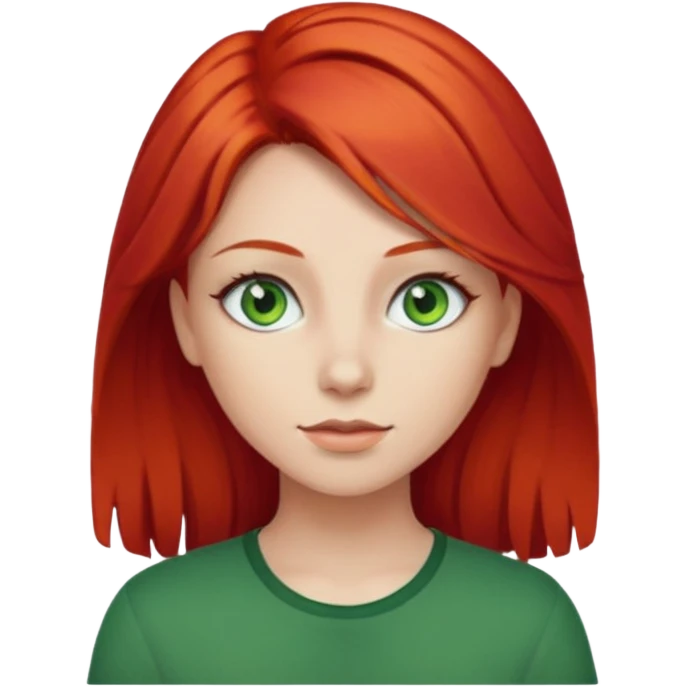 Girl with bright red hair and green eyes emoji
