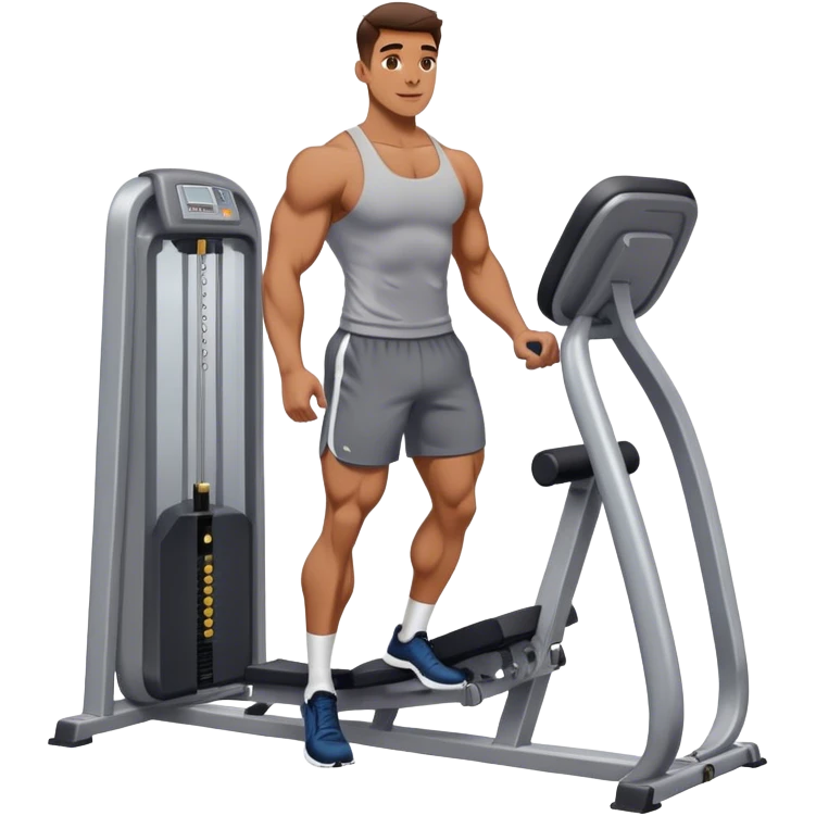guy next to gym calf-raise machine emoji