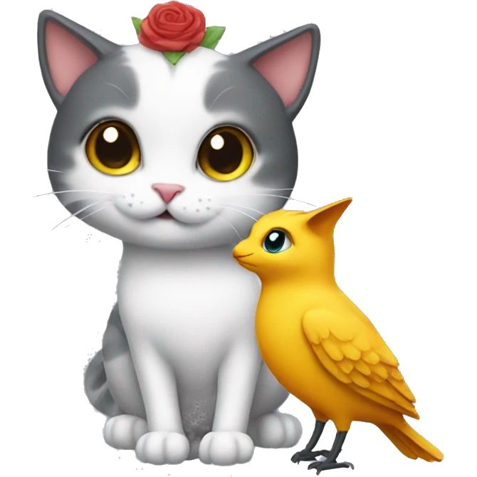 cat marrying a bird emoji