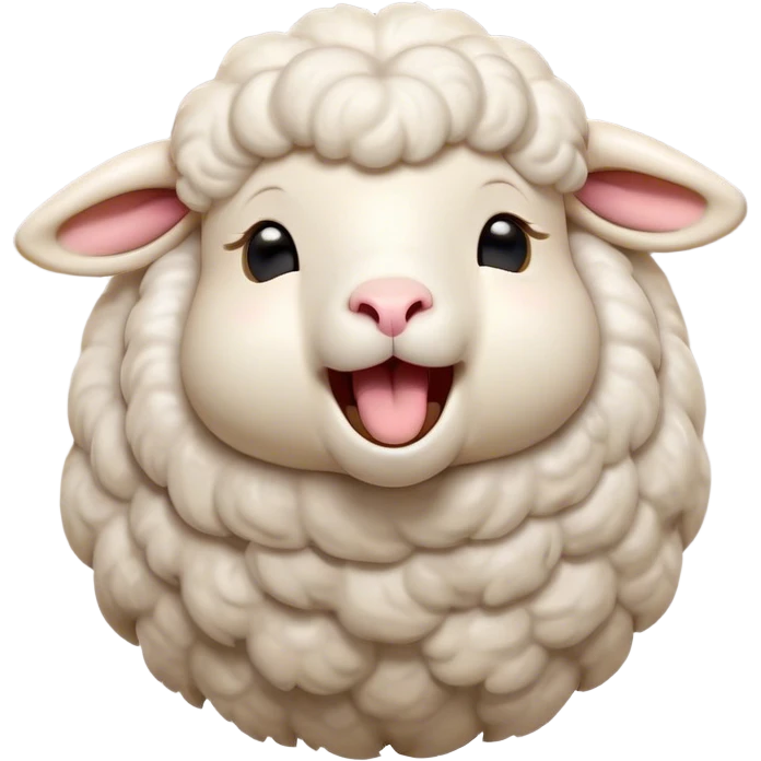 Cinematic Cute Yawning Sheep Portrait Emoji, Head tilted slightly with a dramatic, wide-open yawn, showcasing a soft, downy white fleece with gently drooping ears, round gentle eyes barely open in drowsy contentment, Simplified yet irresistibly adorable features, highly detailed, glowing with a soft, cozy glow, high shine, relaxed yet expressive, stylized with a touch of whimsical charm, bright and endearing, soft glowing outline, capturing the essence of a sleepy yet affectionate sheep, so drowsy it feels like it could stretch out of the screen and curl up for a nap! emoji