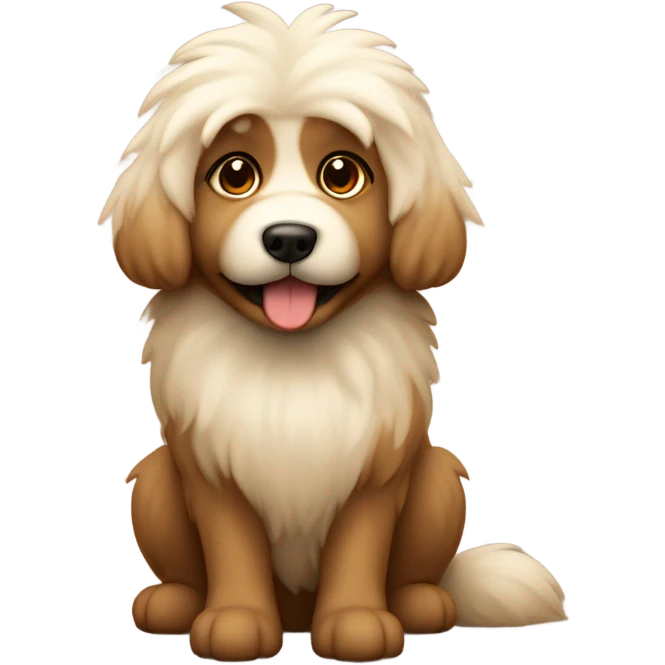 fluffy dog on brown background emoji