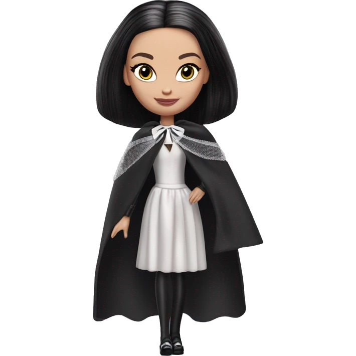 Prima Ballerina Barbie, Wednesday Addams, cape,veil,showing off, show full body,accessories coat gloves  emoji