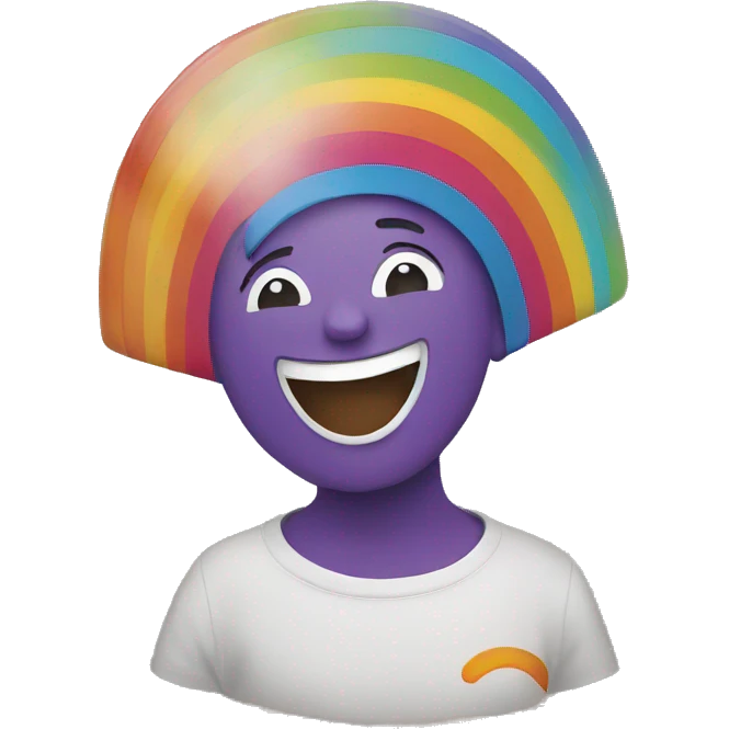 person laughing with rainbow emoji