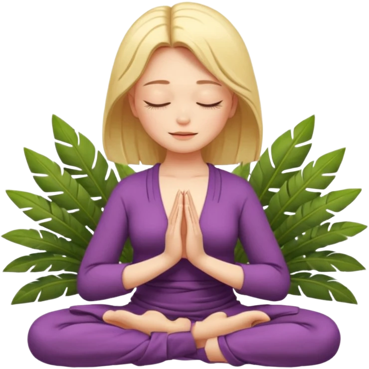 The figure of a bright woman in meditation (simple, abstract), closed eyes, palms are folded in front of the chest emoji
