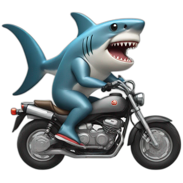 Shark riding a motorcycle emoji