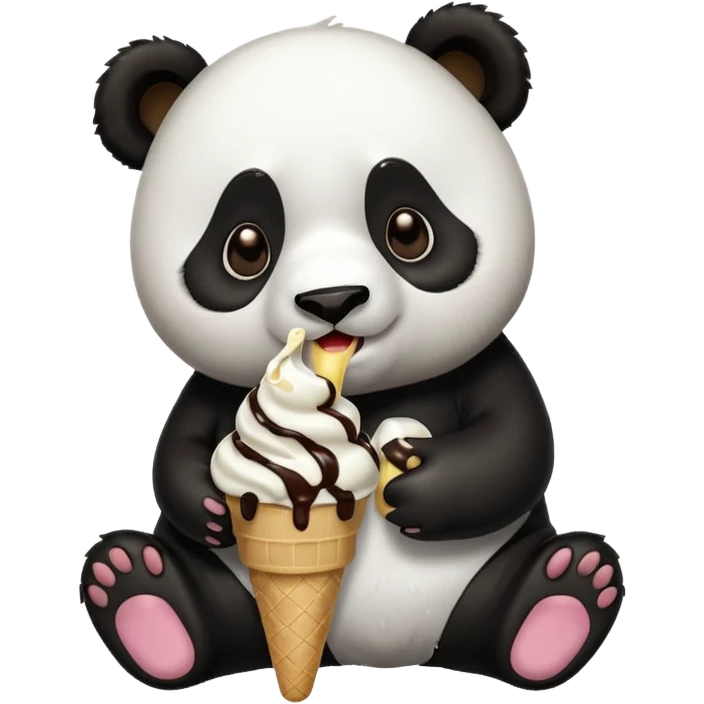 Panda eating ice cream emoji