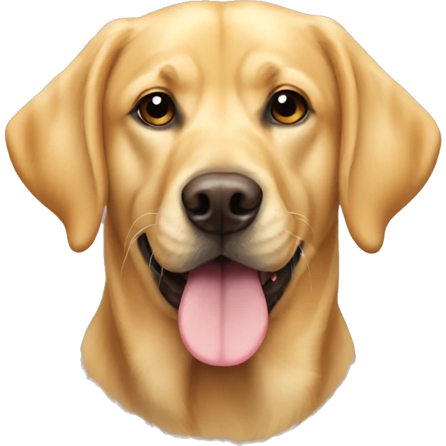 A golden Labrador retriever with a big head a big lips  emoji