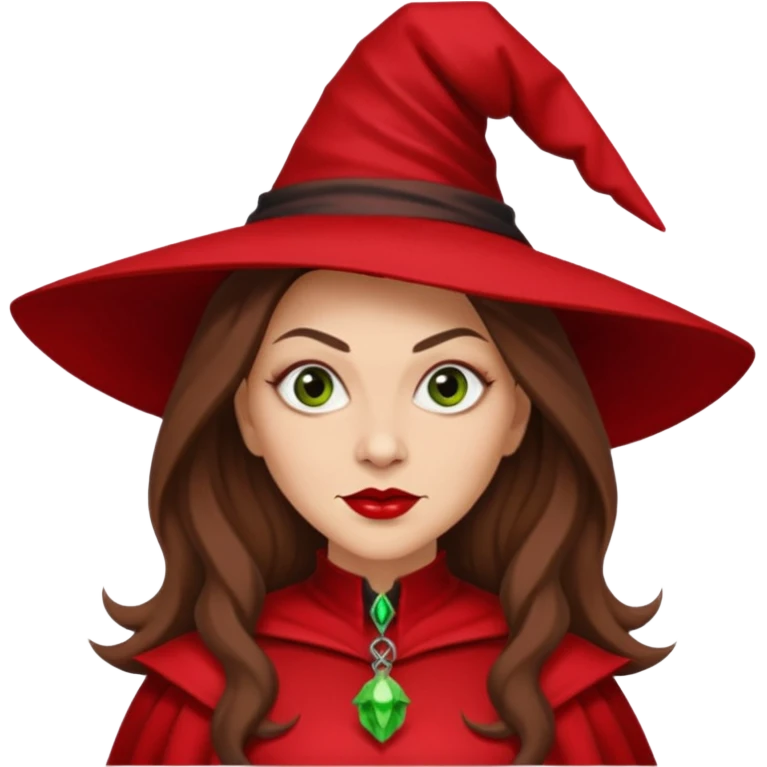 Wicked Witch of the East from The Wizard of Oz with light skin, long brown hair, red outfit emoji