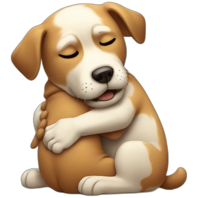 A dog hugging his dead self emoji