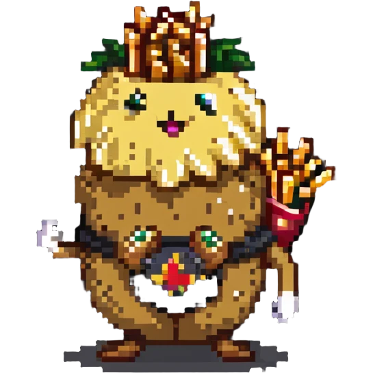 peanut riding a potato with fries emoji