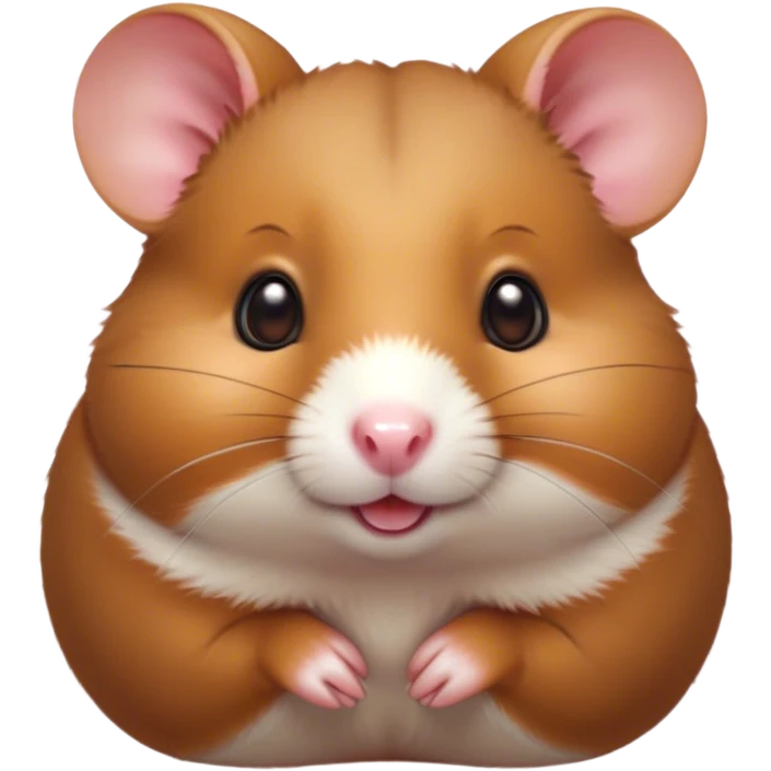 Cinematic Cute Brown Hamster Portrait Emoji, Head tilted playfully and inquisitively, featuring a glossy, rich brown fur with a delicate sheen, round, sparkling dark eyes filled with curiosity, Simplified yet irresistibly adorable features, highly detailed, glowing with a warm, friendly glow, high shine, affectionate and lively, stylized with a touch of whimsy, bright and endearing, soft glowing outline, capturing the essence of a mischievous yet loving hamster, so playful it feels like it could dash out of the screen and into your arms! emoji