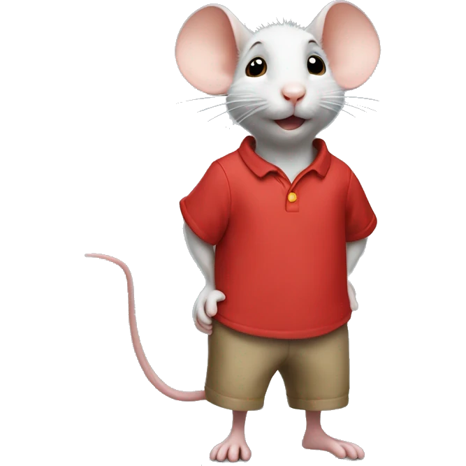stuart little  mouse wearing a red shirt emoji