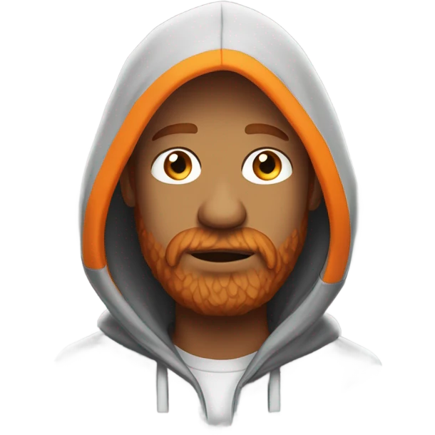 Handsome man with orange beard orange short hairs and 3 days beard wearing a hoodie while he prays emoji