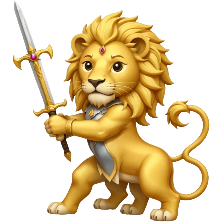    Please create a golden lion holding a curved sword with the half sun on top of the lion’s back? emoji