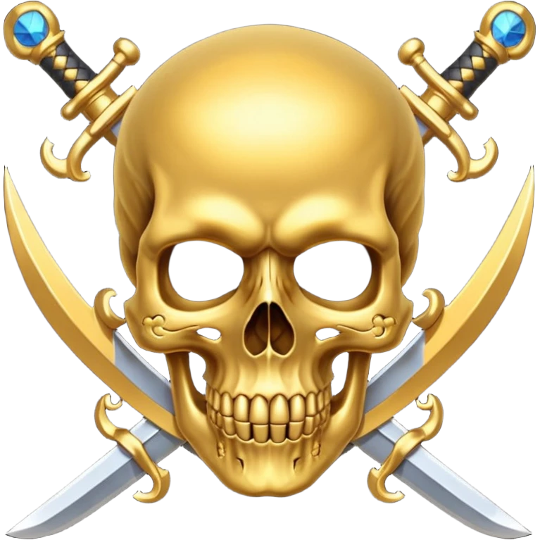 gold skull with swords emoji