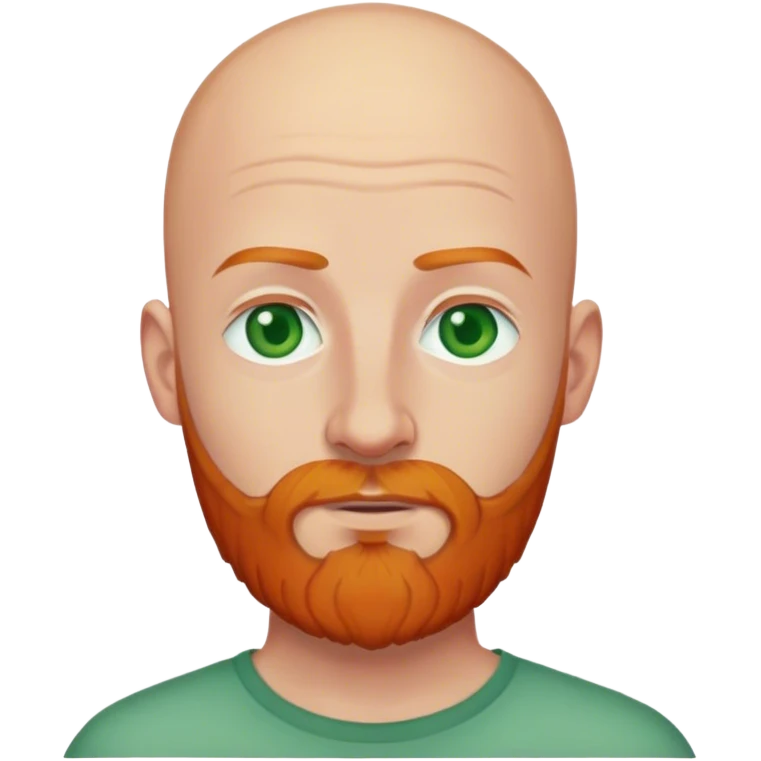 A man with green eyes and bald hair with ginger hipster beard no glasses  emoji