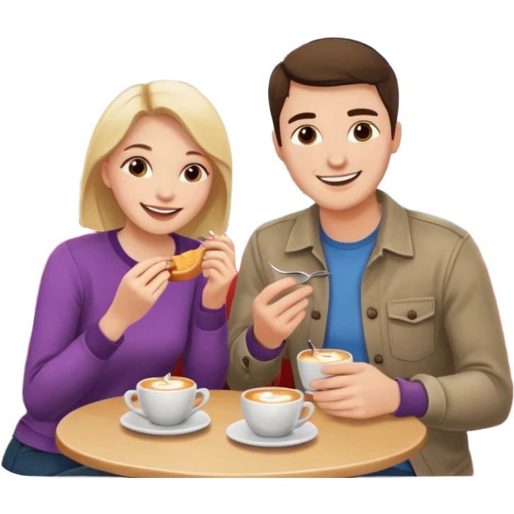 A woman and a man are eating in a cafe emoji