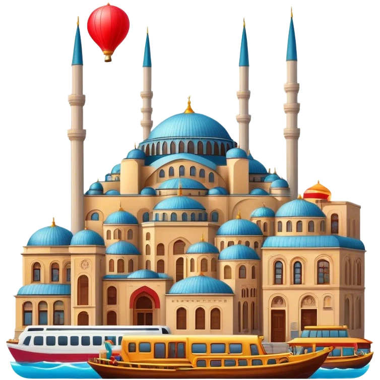 Cinematic Realistic Istanbul Pop Culture Emoji, depicted with a vibrant portrayal of the bustling cityscape rendered with lively textures and energetic, urban lighting. emoji