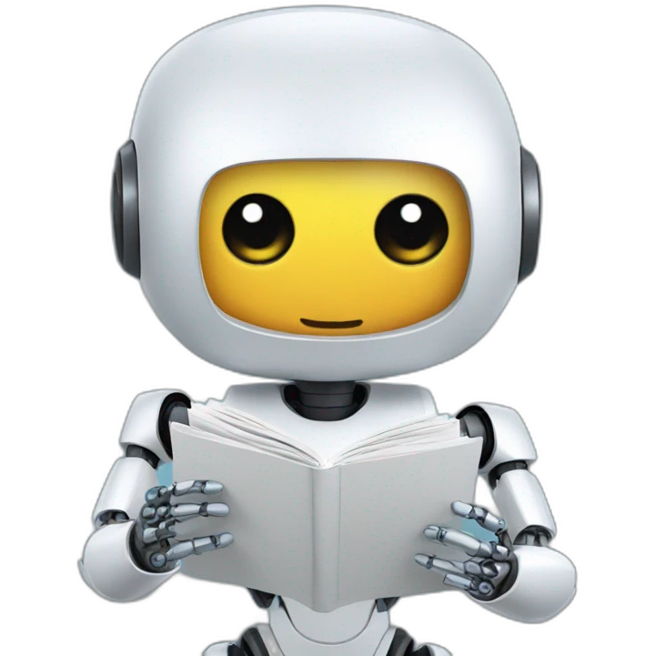 Ai robot reading report emoji
