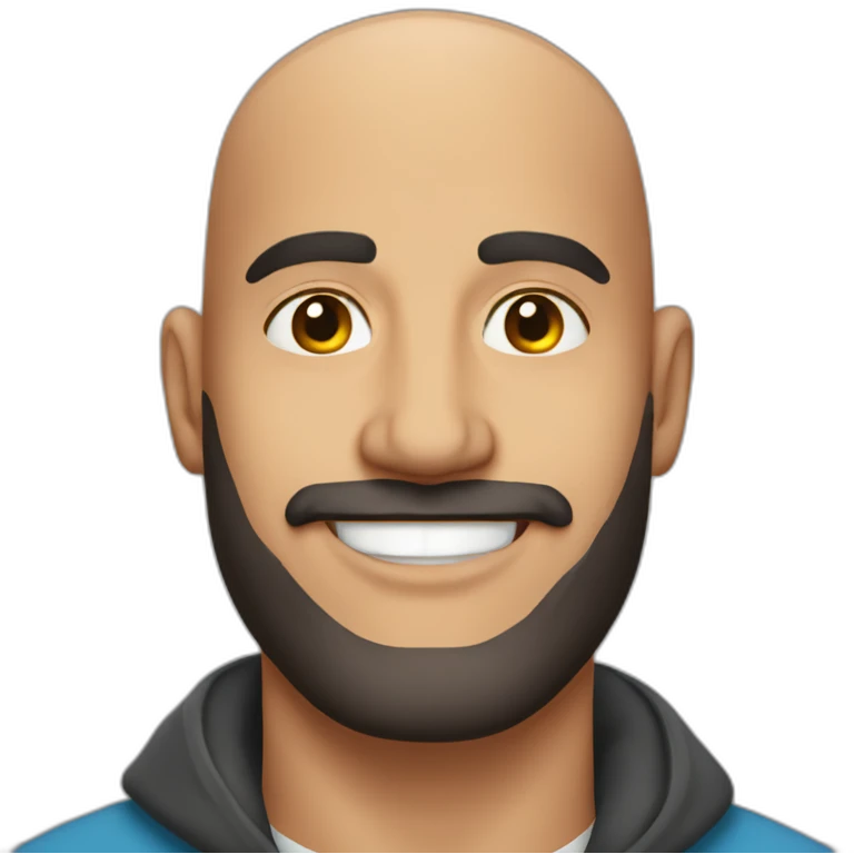 bald tunisian man in his 40 with a small beard and he smiling emoji