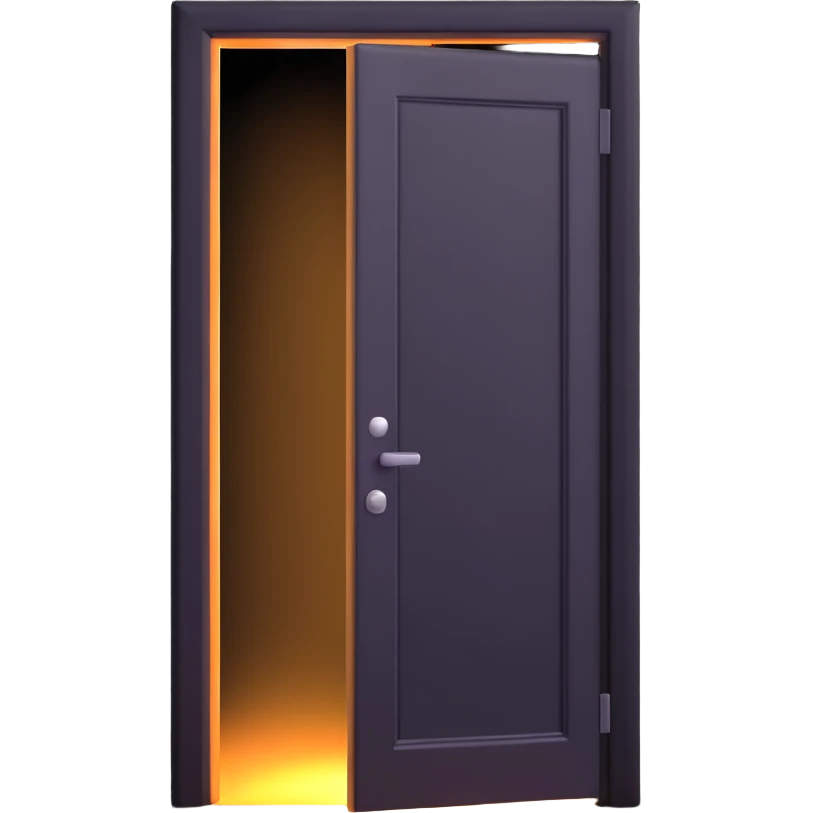 door slightly open with a powerful white light beam and glow pouring out in a dark environment, very dramatic emoji