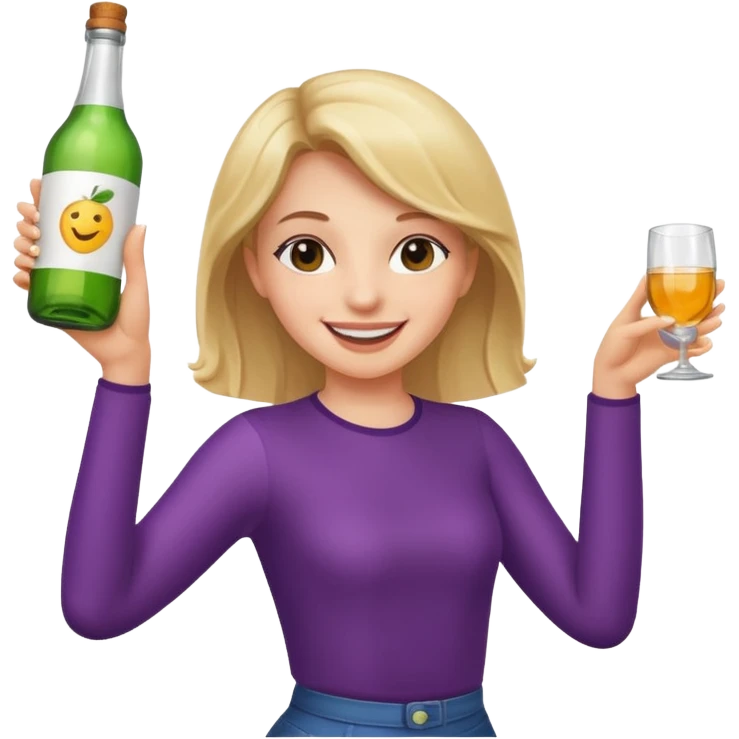 Girl dancing with a bottle emoji