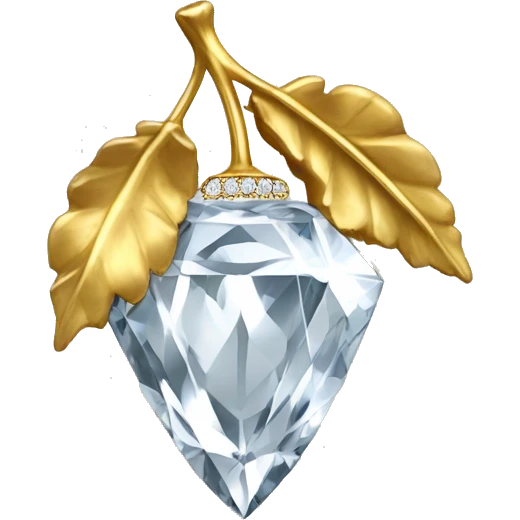 a Diamond Acorn, sparkling cut diamond, with stem of gold emoji
