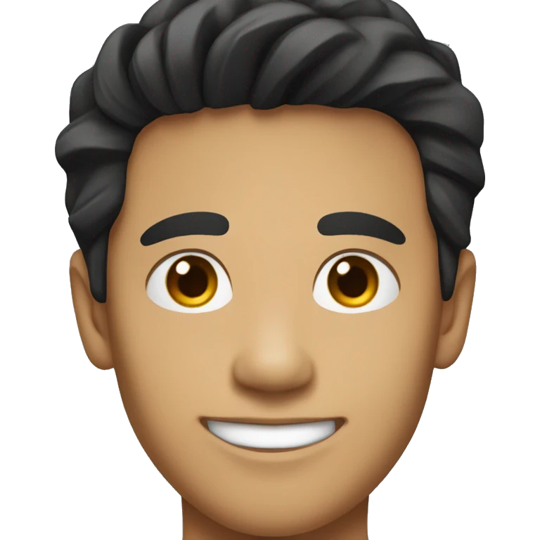 young man with slightly darker skin color (asian), black hair, smiling emoji