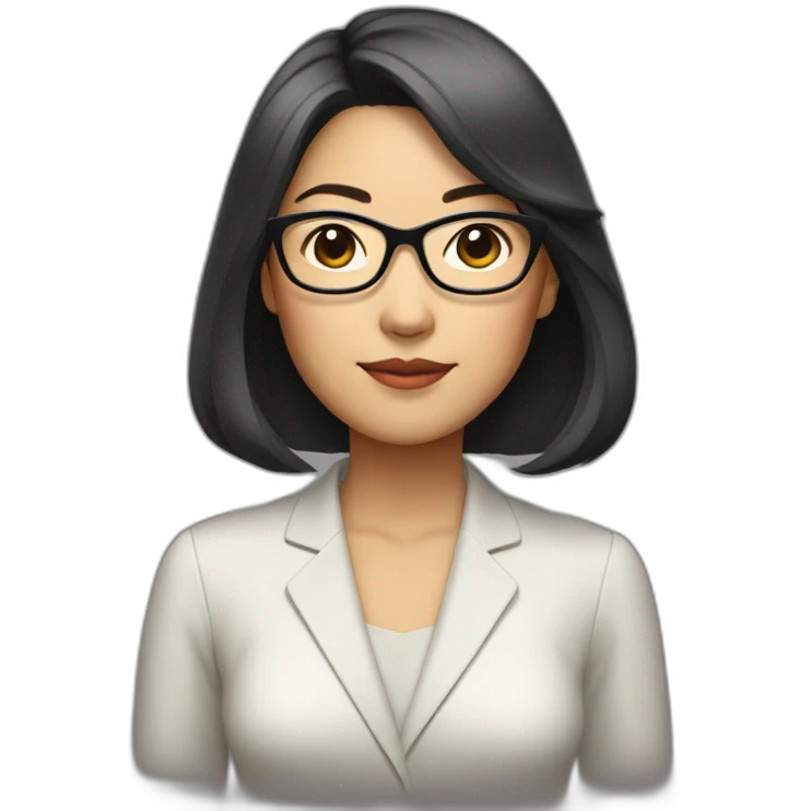 40's Asian woman with glasses and straight medium lengthhair emoji