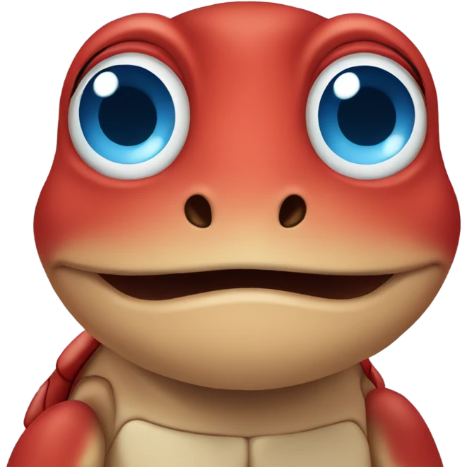 adorable red turtle with blue eyes emoji