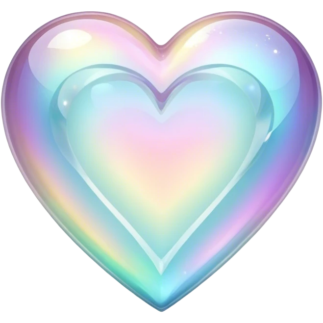 Sparkly glossy Pastel iridescent glass crystal glass heart emoji