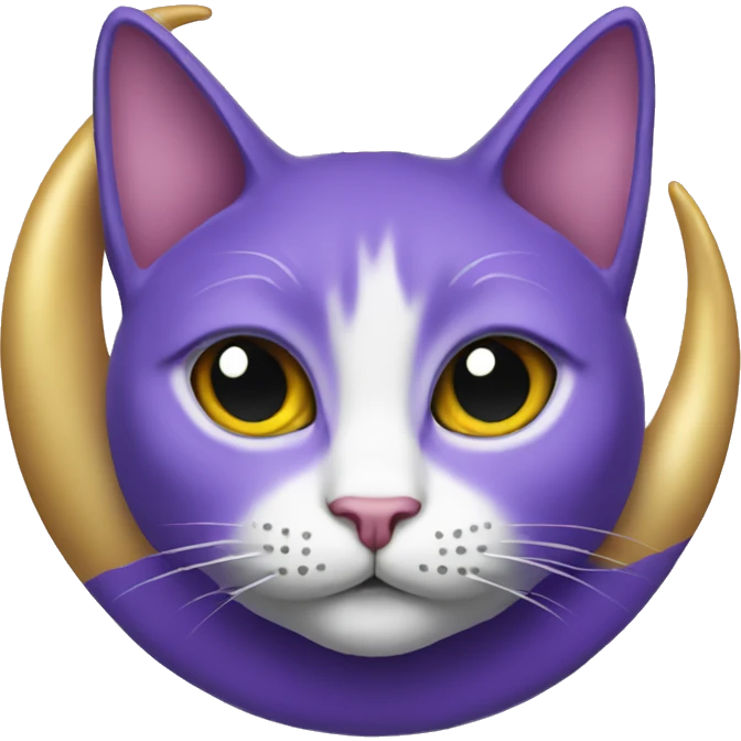 a purple cat with a crescent moon necklace emoji