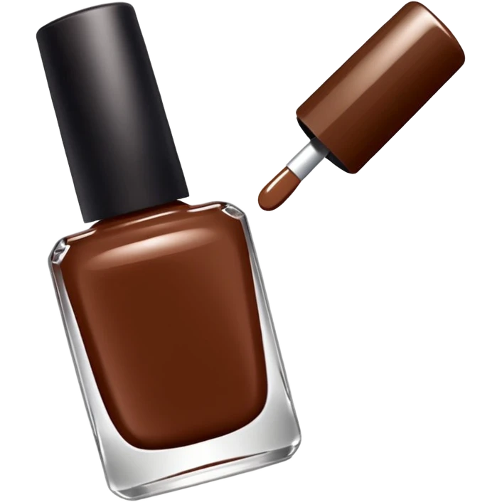 main en train d'être vernis avec du vernis marron emoji