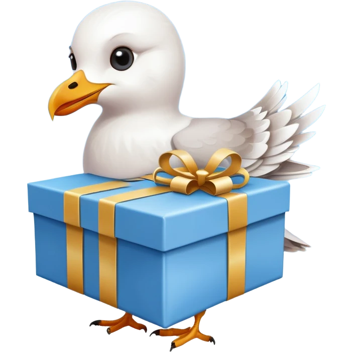 Seagull holds gift box emoji