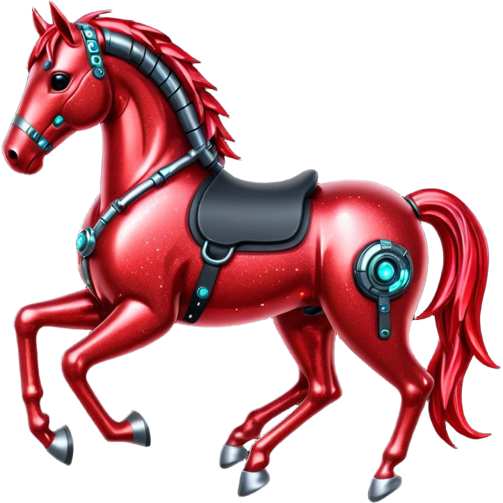 red glitter cyberpunk horse emoji