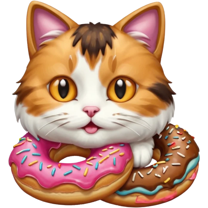 cat eating donuts  emoji