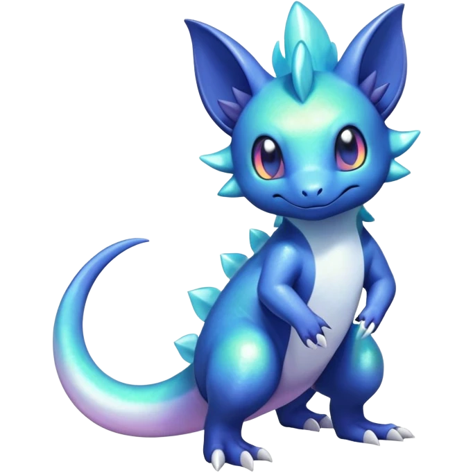 Rainbow crystalic Shiny pastel Salandit-Meowstic-Noibat-Fakémon-hybrid-creature (full body)  emoji