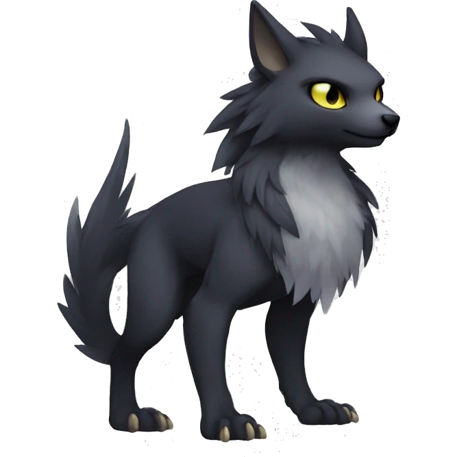 Cute cool edgy fantasy dark-themed animal hybrid Fakemon full body emoji